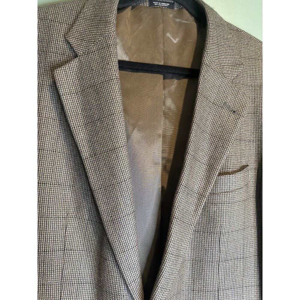 Oscar de la Renta Mens Large Brown Plaid Lambswool Cashmere Sport Coat Old Money - Picture 2 of 8